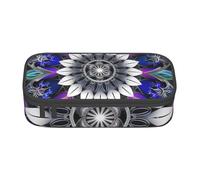 WPUTY Trousse à crayons rectangulaire avec imprimé mandala - Grande capacité - Pour bureau, voyage, école, Noir , Taille unique, Cartable