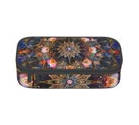 WPUTY Trousse à crayons rectangulaire avec motif mandala - Grande capacité - Pour bureau, voyage, école, Noir , Taille unique, Cartable