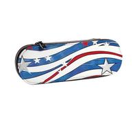 WPUTY Trousse à crayons rigide en cuir synthétique avec imprimé à pois - Étanche - Pour l'école, les voyages, les cosmétiques et les cadeaux, Patriotic Stars Strips Independence Day, Taille unique