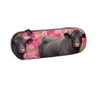 WPUTY Trousse à crayons rigide en cuir synthétique avec imprimé de patins à roulettes colorés rétro pour l'école, les voyages, les cosmétiques et les cadeaux, Flower Show Steer Vaches Bovins, Taille