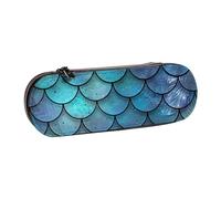WPUTY Trousse à crayons rigide en cuir synthétique avec imprimé drapeau pirate étanche pour l'école, les voyages, les cosmétiques et les cadeaux, Sirène écailles de poisson bleu sarcelle, Taille