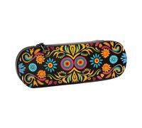 WPUTY Trousse à crayons rigide en cuir synthétique avec imprimé drapeau pirate étanche pour l'école, les voyages, les cosmétiques et les cadeaux, Art folk mexicain bohème, Taille unique, Cartable