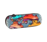 WPUTY Trousse à crayons rigide en cuir synthétique avec imprimé fleurs tropicales et corgi - Étanche - Pour l'école, les voyages, les cosmétiques et les cadeaux, Patins à roulettes rétro colorés