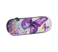 WPUTY Trousse à crayons rigide en cuir synthétique avec imprimé papillon bleu - Boîte à crayons étanche pour l'école, les voyages, les cosmétiques et les cadeaux, Magnifique papillon coloré, Taille