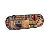 WPUTY Trousse à crayons rigide en cuir synthétique avec imprimé tie-dye dansant - Étanche - Pour l'école, les voyages, les cosmétiques et les cadeaux, Patchwork textile africain., Taille unique