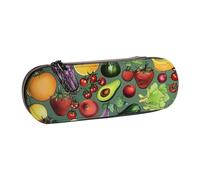 WPUTY Trousse à crayons rigide en cuir synthétique avec imprimé tie-dye dansant - Étanche - Pour l'école, les voyages, les cosmétiques et les cadeaux, Légumes fruits, Taille unique, Cartable