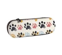 WPUTY Trousse à crayons rigide en cuir synthétique avec imprimé tie-dye de style exotique - Étanche - Pour l'école, les voyages, les cosmétiques et les cadeaux, Motif pattes de chien., Taille unique