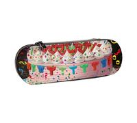 WPUTY Trousse à crayons rigide en cuir synthétique avec jolis motifs de carpes koï - Étanche - Pour l'école, les voyages, les cosmétiques et les cadeaux, Big Cake Happy Birthday, Taille unique
