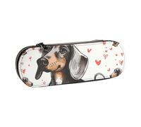 WPUTY Trousse à crayons rigide en cuir synthétique avec jolis motifs de carpes koï - Étanche - Pour l'école, les voyages, les cosmétiques et les cadeaux, Teckel I Love My Dog, Taille unique, Cartable