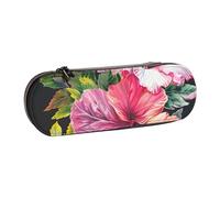 WPUTY Trousse à crayons rigide en cuir synthétique avec jolis motifs de carpes koï - Étanche - Pour l'école, les voyages, les cosmétiques et les cadeaux, Imprimé fleurs d'hibiscus, Taille unique