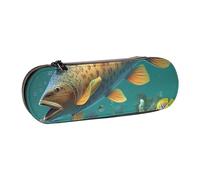 WPUTY Trousse à crayons rigide en cuir synthétique - Ferme avec imprimé cerf - Étanche - Pour l'école, les voyages, les cosmétiques et les cadeaux, Poisson coloré sous la mer, Taille unique, Cartable