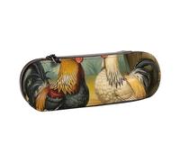 WPUTY Trousse à crayons rigide en cuir synthétique - Imprimé flèches corail et bleu sarcelle - Étanche - Pour l'école, les voyages, les cosmétiques et les cadeaux, Imprimé poulet et coq, Taille unique