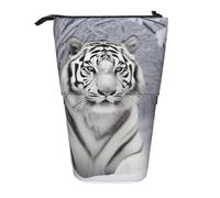 WPUTY Trousse à crayons télescopique avec drapeau du 4 juillet - Pour maquillage, bureau, Tigre blanc dans la neige., Taille unique, Cartable