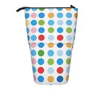 WPUTY Trousse à crayons télescopique avec imprimé chou brillant pour cosmétiques, maquillage, bureau, Motif à pois bleus, Taille unique, Cartable