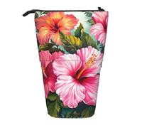 WPUTY Trousse à crayons télescopique avec imprimé de jolis carpes koï japonais pour cosmétiques, maquillage, bureau, Art des fleurs d'hibiscus, Taille unique, Cartable