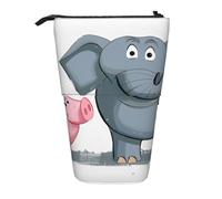 WPUTY Trousse à crayons télescopique avec imprimé feux d'artifice sur pied pour cosmétiques, maquillage, bureau, Éléphant et cochon, Taille unique, Cartable