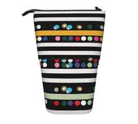 WPUTY Trousse à crayons télescopique avec motif crème glacée pour cosmétiques, maquillage, bureau, Paillettes arc-en-ciel à pois rayures noir et blanc 2, Taille unique, Cartable