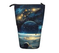 WPUTY Trousse à crayons télescopique avec motif drapeau pirate pour maquillage, bureau, Lune, étoiles et planètes, Taille unique, Cartable