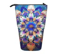 WPUTY Trousse à crayons télescopique en spirale avec impression artistique - Pour cosmétiques, maquillage, bureau, Mandala rectangulaire, Taille unique, Cartable