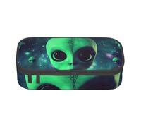 WPUTY Trousse à crayons verte avec imprimé extraterrestre de grande capacité pour bureau, voyage, école, Noir , Taille unique, Cartable
