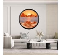 WPUXOY Images de sable à tourner 3D Sable Moving Sable Art Rond Verre Mer profonde Image de sable en mouvement Cadre de sable qui coule, Décoration murale Salon Bureau, Cadeaux, Orange-44 cm