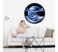 WPUXOY Photos de sable pour rotation, 3D Sable Mobile Art Verre rond Sable de mer profond Image en mouvement Cadre de sable flottant, Décoration murale Salon Bureau, Cadeaux, Bleu, 2-44 cm