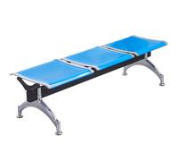 WPWSDWMX Banc de Bureau 3 Places, pour Salle D'attente, avec Tapis Antidérapants, sans Dossier, pour Aéroport, Banque, Hôpital(Blue)