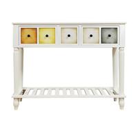 WPWSDWMX Console en Bois Massif avec Tiroirs et Séparateurs, Table D'entrée Décorative Style Ferme Moderne, pour Couloir, Hall D'entrée et Bureaux.(100cm/39in)