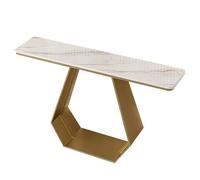 WPWSDWMX Table D'appoint Derrière Canapé avec Base en Métal, Plateau en Marbre Résistant aux Rayures, Table Console pour Couloir, Chambre a Coucher(Yellow,150cm/59in)