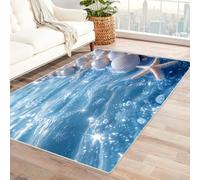 WQBQKKX 3D Home Tapis Moderne océan Rug Bord de mer Plage De Sable Doux Tapis pour WC Salle de Bain Lavabo Baignoire Douche Cuisine Salon(Bleu 28)-120x150cm