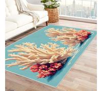 WQBQKKX 3D Tapis de Salon élégant océan Rug Plantes Tapis pour Chambre d'enfant, Chambre à Coucher, Bureau, Couloir et Cuisine Carpet(Beige 40)-90x120cm