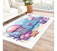 WQBQKKX 3D Tapis Doux Antidérapant Marines Paysages de Dessins animés Plage De Sable Doux Tapis pour WC Salle de Bain Lavabo Baignoire Douche Cuisine Salon(Violet 92)-150x180cm