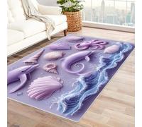 WQBQKKX 3D Tapis Salon Chambre océan Rug Animaux Mignons Plage De Sable Doux Tapis pour WC Salle de Bain Lavabo Baignoire Douche Cuisine Salon(Violet 44)-60x90cm