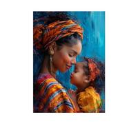 WQBQKKX Africaine Tableau Beauté Tableau Decoration Sur Toile,Bleu, jaune Posters Salon DéCoration Murale Pour Chambre à Coucher Bureau-80x110cm Sans cadre
