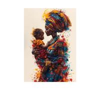 WQBQKKX Africaine Tableau Femme abstraite Tableau Decoration Sur Toile,Rouge,jaune Tableau Decoration Murale Salon Chambre Salle De Bain-30x45cm Sans cadre