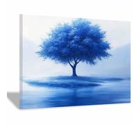 WQBQKKX Arbre de la vie Tableau Decoration Murale Impression Sur Toile Abstrait Paysage naturel-Impression panoramique moderne-Pour chambre à coucher(Bleu 52)-50x70cm Encadrée