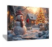 WQBQKKX Art Toile Paysage Hiver Noel Ambiance Paysages de Noël Affiche Décoration Murale Fleurs Moderne Minimaliste pour Salon Chambre(Red 104)-80x120cm Encadrée