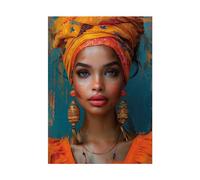 WQBQKKX Femme Africaine Beauté Affiche Decoration Murale Toile,Bleu, jaune Posters Salon DéCoration Murale Pour Chambre à Coucher Bureau-50x70cm Sans cadre