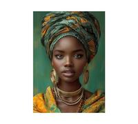 WQBQKKX Femme Africaine Femmes africaines Impression Sur Toile Grandes,Noir, bleu Murale Pour Peintures à Pour Bain Salon Chambre-50x70cm Sans cadre