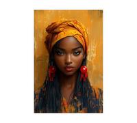 WQBQKKX Femme Africaine Tableau Decoration Murale Salon En Toile, Minimaliste Moderne Tableau Peintures Murale Pour Salon Chambre Decoration - 50x70cm Sans cadre(Jaune 85)