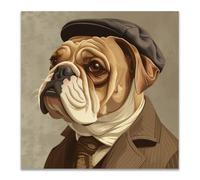 WQBQKKX Impression Sur Toile Animal,Tableau Decoration Murale Chien rétro Tableaux Tableau Moderne Décoration Murale Salon Cuisine(Grey 39)-60x60cm Sans cadre