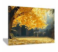 WQBQKKX Impression sur Toile Arbre de la vie Tableau Paysage d'automne Tableaux Decoration Murale Moderne - Salon Salle Panorama(Jaune 124)-50x70cm Encadrée