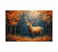 WQBQKKX Impression sur Toile Arbre de Vie Tableau Peinture Affiche Cerf de la forêt rétro Murale Drôle Impressions Toile Poster Art,Décor à La Maison(Orange 67)-80x120cm Sans cadre
