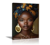 WQBQKKX Impression Sur Toile Femme Noire Femmes Africaines, Portrait Minimaliste Moderne Tableau Peintures Murale Pour Salon Chambre Decoration - 70x100cm Encadrée(Gris 19)