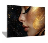 WQBQKKX Impression Sur Toile Tableau Femme Africaine Sur De Femme Noire Minimaliste Paysage naturel Tableau décoration moderne imprimé sur toile pour Chambre Cuisine Bar(Or 91)-80x120cm Encadrée