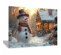 WQBQKKX Impression Sur Toile XXL Tableaux Hiver Forêt Hiver mignon Tableau Affiche Murale ImpriméS Pour Salle Bain Chambre Coucher(Orange 20)-70x100cm Encadrée