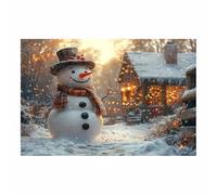 WQBQKKX Impression Sur Toile XXL Tableaux Hiver Forêt Hiver mignon Tableau Affiche Murale ImpriméS Pour Salle Bain Chambre Coucher(Orange 20)-60x80cm Sans cadre