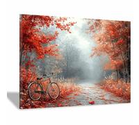 WQBQKKX Moderne Grand Arbre de la vie Impression sur Toile Feuilles de forêt Tableaux Decoration Murale Moderne - Salon Salle Panorama(Rouge 26)-50x70cm Encadrée