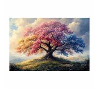 WQBQKKX Moderne Grand Arbre de la vie Impression sur Toile Prairie colorée Murale Drôle Impressions Toile Poster Art,Décor à La Maison(Rose 111)-80x120cm Sans cadre