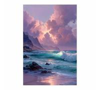 WQBQKKX Mural en Toile de Plage Impression Mer Minimaliste Tableau Decoration Murale Salon Tableaux Chambre Cuisine(Rose 22)-40x60cm Sans cadre